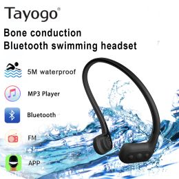 Player Tayogo Swimming Bone conduction Headphone Mp3 Player with FM Bluetooth APP Pedometer IPX8 Waterproof 8GB Music Player for Sports