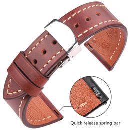 Watch Bands Genuine Leather Watchband 18 20 22 24mm Women Men Vintage Cowhide Band Strap Belt Accessories Deployment Clasp292M