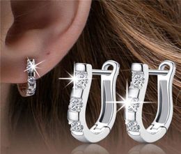 2018 Luxury sliver plated Earrings Flash CZ Zircon Harp Studs Horse Shoe Earrings Women5689748