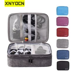 Cases Xnyocn 2 Layers Portable Travel Power Bank Laptop Accessories Charger Wired Waterproof Organiser Case Data Cable Storage Bag