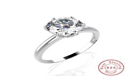 Fashion Six Claws 100 925 Sterling SILVER 2ct Round Simulated Diamond Cocktail WEDDING Rings Finger For Women Jewellery Whole1410100