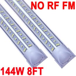 8Ft Led Shop Lights Fixture NO-RF FM,8 Feet 144W 8' Garage Light , Plug and Play High Output Mount 96'' NO-RF RM T8 Integrated LED Tube , Linkable Led Bulbs Garage crestech