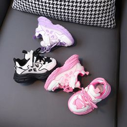 Children Platform Sneakers Autumn Fashion Pink Girls Shoes Soft Sole Nonslip Kids for Boys Thick Sports Tenis 240223