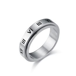 Women ring digital universal wheel rotatable titanium steel ring women lucky light luxury fashion