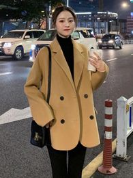 Casual Dresses 2024 Autumn/Winter Suit Collar Mid Length Korean Version Loose And Slim Solid Colour Fashion Women's Woollen