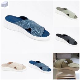 Slipper Designer Slides Women Sandals Heels Cotton Fabric Straw Casual slippers for spring and autumn Flat Comfort Mules Shoe big size