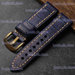 Watch Bands Handmade Ostrich Foot Pattern Leather band+ Bronze Buckle 24MM Brown Vintage Thickened Vintage Style T240227