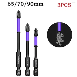 3pcs Magnetic Batch Head Impact Strong Cross PH2 High Hardness Screwdriver Bits 50/65/70/90mm Non-slip Hand Tools