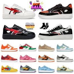 Top Quality Casual Designer Sk8 Shoes Women Mens Low Trainers Nostalgic Yellow Green Teal Brown White Leather Grey Orange Patent Camouflage Platform Sneakers