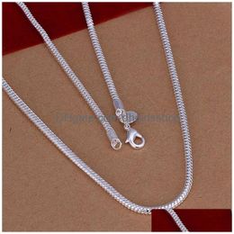 Chains M Snake Chain Necklaces 925 Sterling Sier Plated Men Women Smooth Lobster Clasps Chains Fit Pendant Charm Diy Jewellery Accessori Dhbfd