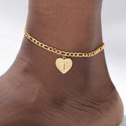 Anklets A-Z Letter Initial Ankle Bracelet Stainless Steel Heart Gold For Women Boho Jewelry Leg Chain Anklet Beach Accessories254I