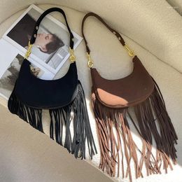 Evening Bags Women Suede College Shoulder Bag Leather Designer Chains Tassel Underarm Crossbody Purse Handbag Designers Totes 8001