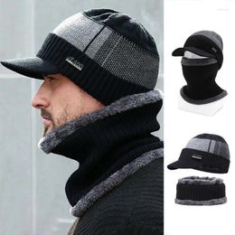 Berets Fashion Knitted Hats Scarf Set Winter Cycling Face Protection Warm Hat Outdoor Thickened Windproof Beanie Valentine's Day Gift