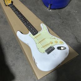 New Ruins Electric Guitar Milk White, Green Guard, Free Shipping Wholesale and Retail
