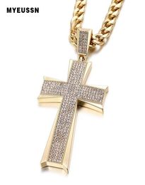 Hip Hop Jewellery Large Cross Pendant Iced Out Shining Crystal Fashion Bling Bling Cross Men Chain Necklace Necklace Jewelry9724879