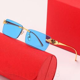 Portable Polarised sunglasses summer women eyeglasses classical rimless casual simply lunette homme luxury sunglasses with burnishing leopard head PJ082 C4
