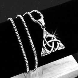 Wolf Tide New Style Viking Nordic Triangle Charm Necklace Hip Hop Punk Rock Collar With Stainless Steel Chain Bijoux Jewellery Wholesale