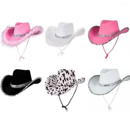 Berets Fashion Women Performance Cosplay Cowboy Accessory Sequin Cowgirl Hats Hat Bachelorette Party