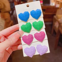 Stud Earrings Elegant Colour Heart-Shape For Women Korean Style Charming Simple Silver Trendy Romance Jewellery