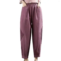 Women's Pants 2024 Summer Lace Patchwork Embroidered Cropped Trousers Loose Casual