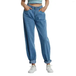 Women's Pants Women Wide Leg Denim High Waist Straight Oversized Plus Size Baggy Flared Jeans Trousers Relaxed Fit Washed Streetwear