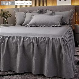 Bed Skirt Water Washed Cotton Anti Slip Dust Cover Solid Colour Sheets Single Piece Bedspreads 45cm Long Bedspread Sheet