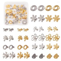 Stud Earrings 40Pcs 201 Stainless Steel Flower Snowflake Donut Earring Findings With Ear Nuts For DIY Jewellery Making Decor Accessories