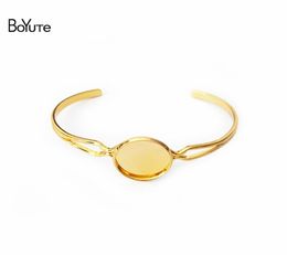 BoYuTe 10Pcs Fit 16MM Cabochon Adjustable Round Pad Bezel Brass Cuff Bracelet Findings Blank Bangles Base8019357