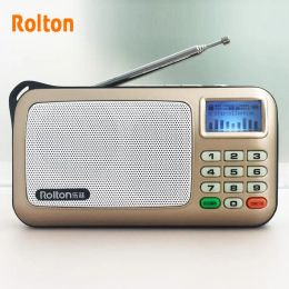 Players Rolton W505 Mp3 Player Mini Portable Audio Speakers Fm Radio with Lcd Screen Support Tf Card Playing Music High Led Flashlight