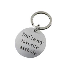 PIXNOR You're My Favorite Asshole Key Chain Stainless Steel Keyring Funny Keychain for Boyfriend Husband Valentine's Gifts209S