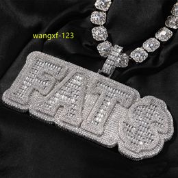 2023 New Hip Hop Custom Jewellery Name Pendant Necklace Iced Out Full Diamond CZ Custom Letters Pendant for Men Women