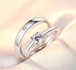 Wedding Rings Couple Opening Ring Zircon Simple Elegant Exquisite Bright Claw Setting Design Men And Women Party Engagement Jewelr1056805