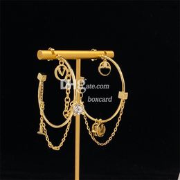 Charming Lady Hoop Earrings Drop Dangles With Box Sets Vintage Letter Golden Earrings Eardrops Christmas Gift