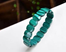 Link Bracelets Wholesale 1pcs Natural Malachite Bracelet 7x11mm Genuine Semi Precious Gemstone Jewellery 18cm