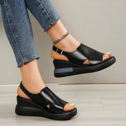 s Summer Color Sandals Solid Women Wedge Open Toe High Heels Casual Ladies Buckle Strap Fashion Mujer 913 Sandal Heel Caual Ladie Fahion