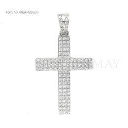 Moissanite Alta Cruz Pingente Sterling Sier 10K 14K Colar Joias Religiosas