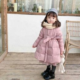 Down Coat Children's Padded Jacket Girls Mid-length 2024 Winter Style For Kids Warm Long Outerwear