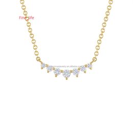 New Arrival Womens Solid 14k Gold Necklace with Dainty Lab-Grown Diamond and Link Chain Stone Main Material