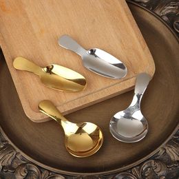 Dinnerware Sets 1Pc Stainless Steel Teaspoons Short Handle Round Head Spice Spoon Lovely Dessert Children's Kitchen Tableware