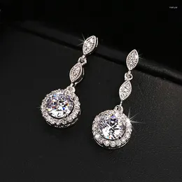 Dangle Earrings Round Drop For Women GTop Quality CZ White Gold Color Enuine Austrian Crystal Fashion Ear Jewelry Wholesale E592