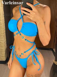 Women's Swimwear Sexy Diamond Rhinestones Wrap Around Bikini Female Swimsuit Women Swimwear Two-pieces Bikini set Bather Bathing Suit Swim V5167 T240227