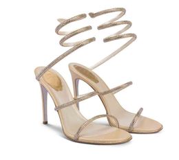 Rene Caovilla Perfect Women Celo sandal Jewel Evening Sandals Margot Shoes Women celo Crystal snake high-heeled Strappy High Stiletto Heels Lady Elegant Pumps