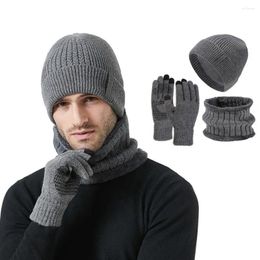 Gym Clothing Winter Set Hat Scarves Touch Screen Gloves 3pcs Warm Men Women Fashion Thickening Plus Wool Neck Protect Cap Outdoor Riding