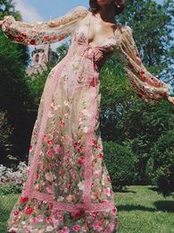 Casual Dresses Women 's Sheer Mesh Floral Print Dress Long Sleeve V Neck Backless See Through Cover Ups Boho Summer Beach Up