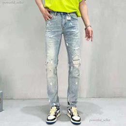 Purple Brand Purple Jeans Men's Jeans High Street Blue Broken Hole Denim Pants Distressed Slim Fit Washed Trousers Wholesale 2 Pieces 10% Dicount 5046