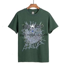 Spider T Shirt Men Designer Tshirt Number 55555 Star Foam Print High Quality Pure Cotton Pink Green Women Tshirts Trendy Couple Tee Loose Versatile Mens T Shirt 908