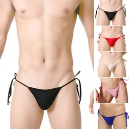 Underpants Mens Breathable Ice Silk Thongs Micro Cock Pouch Tanga G-strings Male Bandage Bikini Panties Underwear Exotic Lingerie Plus Size