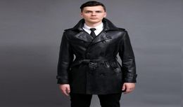 FashionMen039s Fur Faux Luxury Black Jacket Wash Pu Leather Trench Coat For Mens Plus Size 6xl Fashion Double Breasted Man J2963216