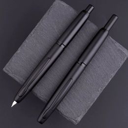 MAJOHN A1 Press Fountain Pen Retractable EF Nib 04mm Metal Matte Black writing Ink with Converter for students gifts 240219
