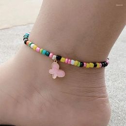 Anklets Vintage Colourful Beads Anklet For Women Bracelet On The Leg Butterfly Black White Ankle Chain Beach Foot Jewellery Drop